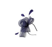 Vellin Women's Elegant Mesh Bow Fascinator with Feather Detail in Navy Vellin Navy One Size