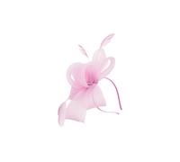 Vellin Women's Elegant Mesh Bow Fascinator with Feather Detail in Pink Vellin Pink One Size