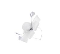 Vellin Women's Elegant Mesh Bow Fascinator with Feather Detail in Silver Vellin Silver One Size