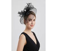 Vellin Women's Elegant Mesh Fascinator Hat with Bow Detail for Weddings & Race Day in Black Vellin Black One Size