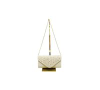 Vellin Women's Embellished Envelope Clutch Bag with Gold Chain Strap in Beige
