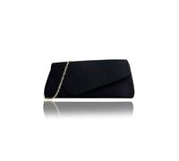 Vellin Women's Envelope Clutch Bag with Gold Chain Strap in Black