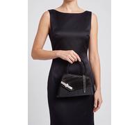 Vellin Women's Evening Bag Ruched Asymmetric Clutch with Detachable Chain in Black