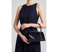 Vellin Women's Evening Bag Ruched Asymmetric Clutch with Detachable Chain in Navy