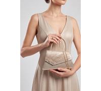 Vellin Women's Evening Bag Ruched Asymmetric Clutch with Detachable Chain in Peach