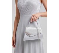 Vellin Women's Evening Bag Ruched Asymmetric Clutch with Detachable Chain in Silver