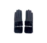 Vellin Women's Faux Fur Cuff Bow Touchscreen Gloves in Black