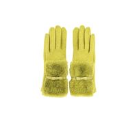 Vellin Women's Faux Fur Cuff Bow Touchscreen Gloves in Lime