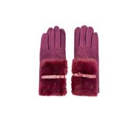 Vellin Women's Faux Fur Cuff Bow Touchscreen Gloves in Maroon