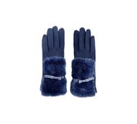Vellin Women's Faux Fur Cuff Bow Touchscreen Gloves in Navy