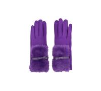 Vellin Women's Faux Fur Cuff Bow Touchscreen Gloves in Purple