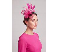 Vellin Women's Feather Loop Sinamay Fascinator Headband in Fuchsia