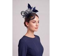 Vellin Women's Feather Loop Sinamay Fascinator Headband in Navy
