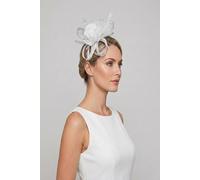 Vellin Women's Feather & Mesh Flower Fascinator with clip & hair band in White
