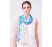 Vellin Women's Floral Border Double Colour Lightweight Scarf in Blue Vellin Blue One Size