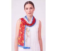 Vellin Women's Floral Border Double Colour Lightweight Scarf in Red Vellin Red One Size