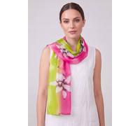 Vellin Women's Floral Colour-Block Chiffon Scarf in Fuchsia