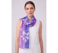 Vellin Women's Floral Colour-Block Chiffon Scarf in Purple
