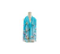 Vellin Women's Floral Print Chiffon Scarf in Blue