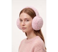 Vellin Women's Fluffy Earmuffs with Pearl Detail in Pale Pink Vellin Pale Pink One Size