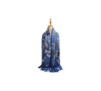 Vellin Women's Galaxy of Flowers Print Wool-Blend Scarf with Tassels in Blue