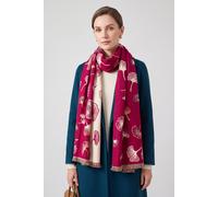Vellin Women's Ginkgo Leaf Pattern Reversible Scarf - Soft Touch, Fringed Design in Burgundy