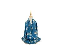 Vellin Women's Ginkgo Leaf Pattern Reversible Scarf - Soft Touch, Fringed Design in Teal