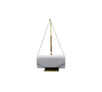 Vellin Women's Glitter Envelope Clutch Bag with Gold /Silver Chain Strap in Silver