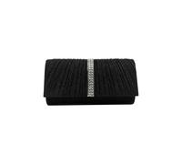 Vellin Women's Glitter Pleated Clutch Bag with Crystal Trim & Chain Strap in Black
