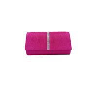 Vellin Women's Glitter Pleated Clutch Bag with Crystal Trim & Chain Strap in Fuchsia