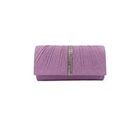 Vellin Women's Glitter Pleated Clutch Bag with Crystal Trim & Chain Strap in Lilac