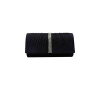 Vellin Women's Glitter Pleated Clutch Bag with Crystal Trim & Chain Strap in Navy