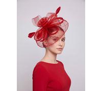Vellin Women's Large Mesh Bow Fascinator in Red