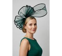 Vellin Women's Large Mesh Loop Fascinator Headband with Structured Bow-Knot Design in Green