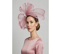 Vellin Women's Large Mesh Loop Fascinator Headband with Structured Bow-Knot Design in Pink
