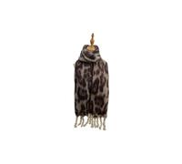 Vellin Women's Leopard Pattern Soft Touch Scarf with Twisted Fringe in Beige
