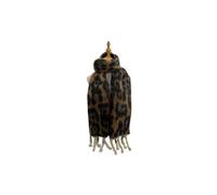 Vellin Women's Leopard Pattern Soft Touch Scarf with Twisted Fringe in Camel