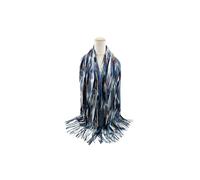Vellin Women's Lightweight Artistic Feather-Inspired Scarf with Fringe Edges in Blue