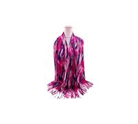 Vellin Women's Lightweight Artistic Feather-Inspired Scarf with Fringe Edges in Fuchsia