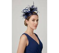 Vellin Women's Loop Bow Feather Fascinator Headband Wedding & Race Day in Navy
