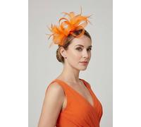 Vellin Women's Loop Bow Feather Fascinator Headband Wedding & Race Day in Orange Vellin Orange One Size