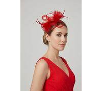 Vellin Women's Loop Bow Feather Fascinator Headband Wedding & Race Day in Red Vellin Red One Size
