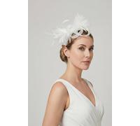 Vellin Women's Loop Bow Feather Fascinator Headband Wedding & Race Day in White