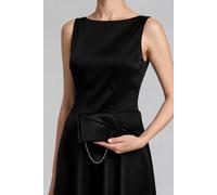 Vellin Women's Luxury Satin Twist Knot Evening Clutch Bag with Detachable Chain in Black