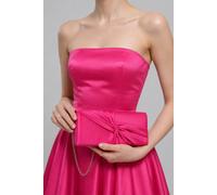 Vellin Women's Luxury Satin Twist Knot Evening Clutch Bag with Detachable Chain in Fuchsia