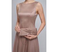 Vellin Women's Luxury Satin Twist Knot Evening Clutch Bag with Detachable Chain in Nude
