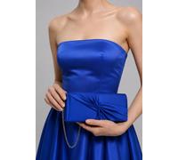 Vellin Women's Luxury Satin Twist Knot Evening Clutch Bag with Detachable Chain in Royal