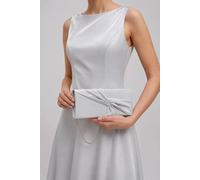 Vellin Women's Luxury Satin Twist Knot Evening Clutch Bag with Detachable Chain in Silver