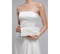 Vellin Women's Luxury Satin Twist Knot Evening Clutch Bag with Detachable Chain in White Vellin White One Size