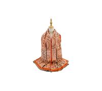 Vellin Women's Mandala Pattern Reversible Scarf - Soft Touch, Decorative Fringe in Orange